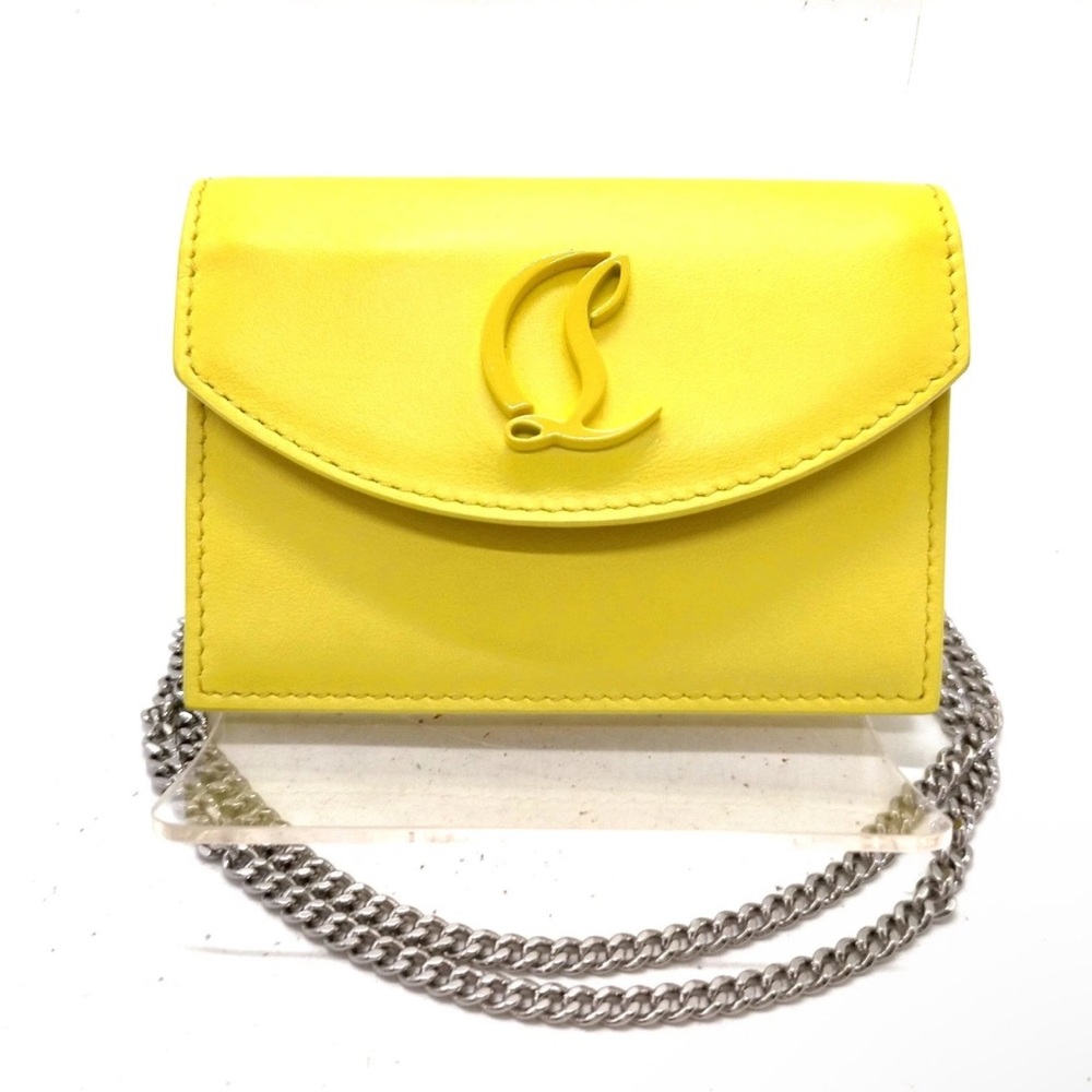Christian Louboutin cardholder/ Coin Case Yellow with original crossbody chain